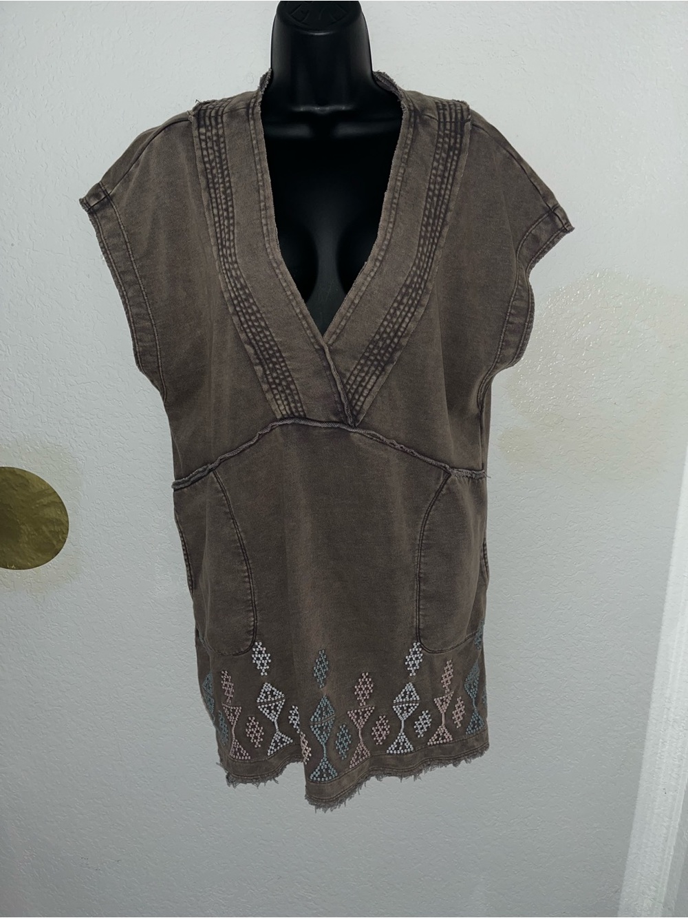 Daily Practice Anthropologie brown v-neck mini dress